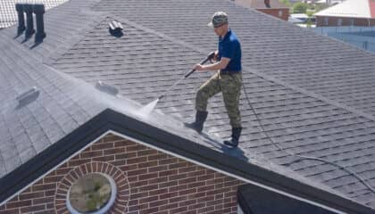 PROP WASH spraying grime off roof