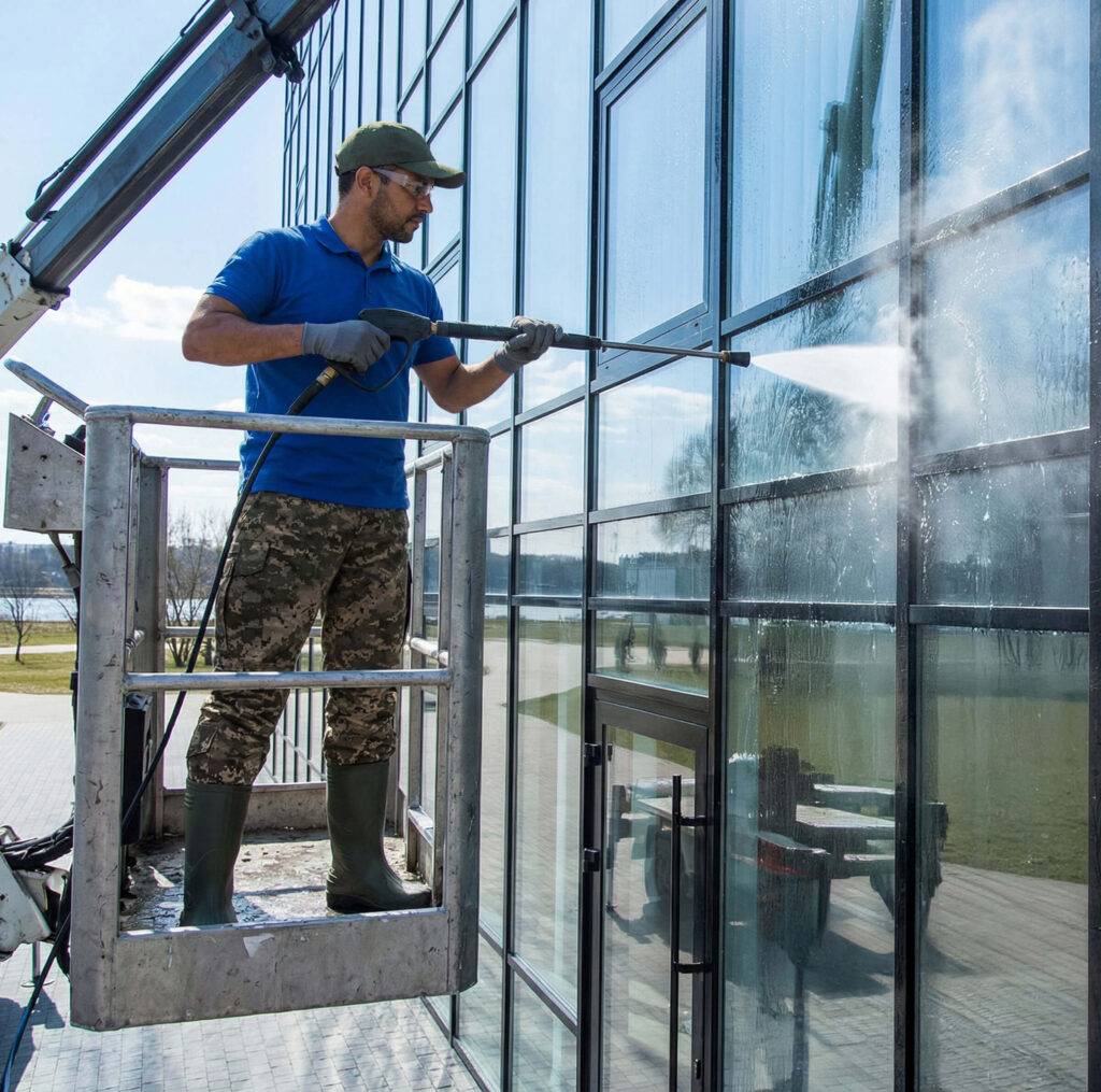 PROP WASH cleaning office windows