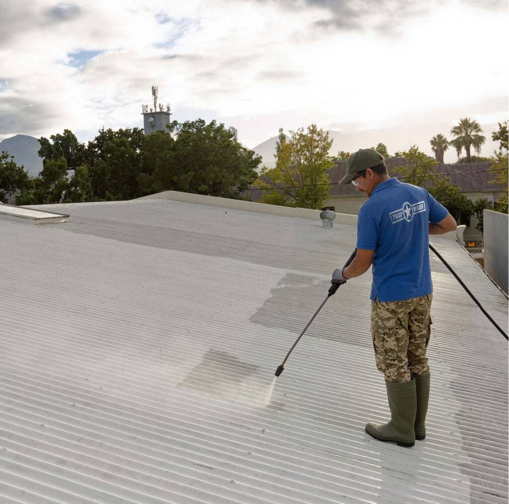 PROP WASH spraying commercial roof