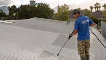 PROP WASH spraying commercial roof