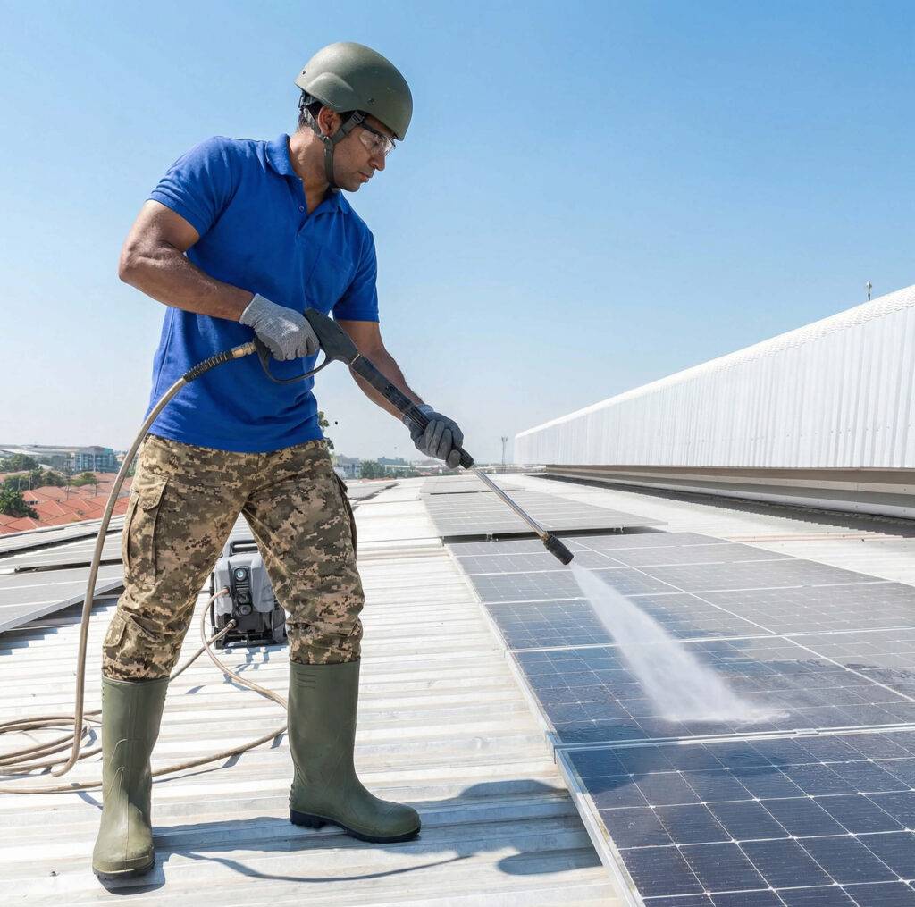 PROP WASH cleaning commercial solar paneling