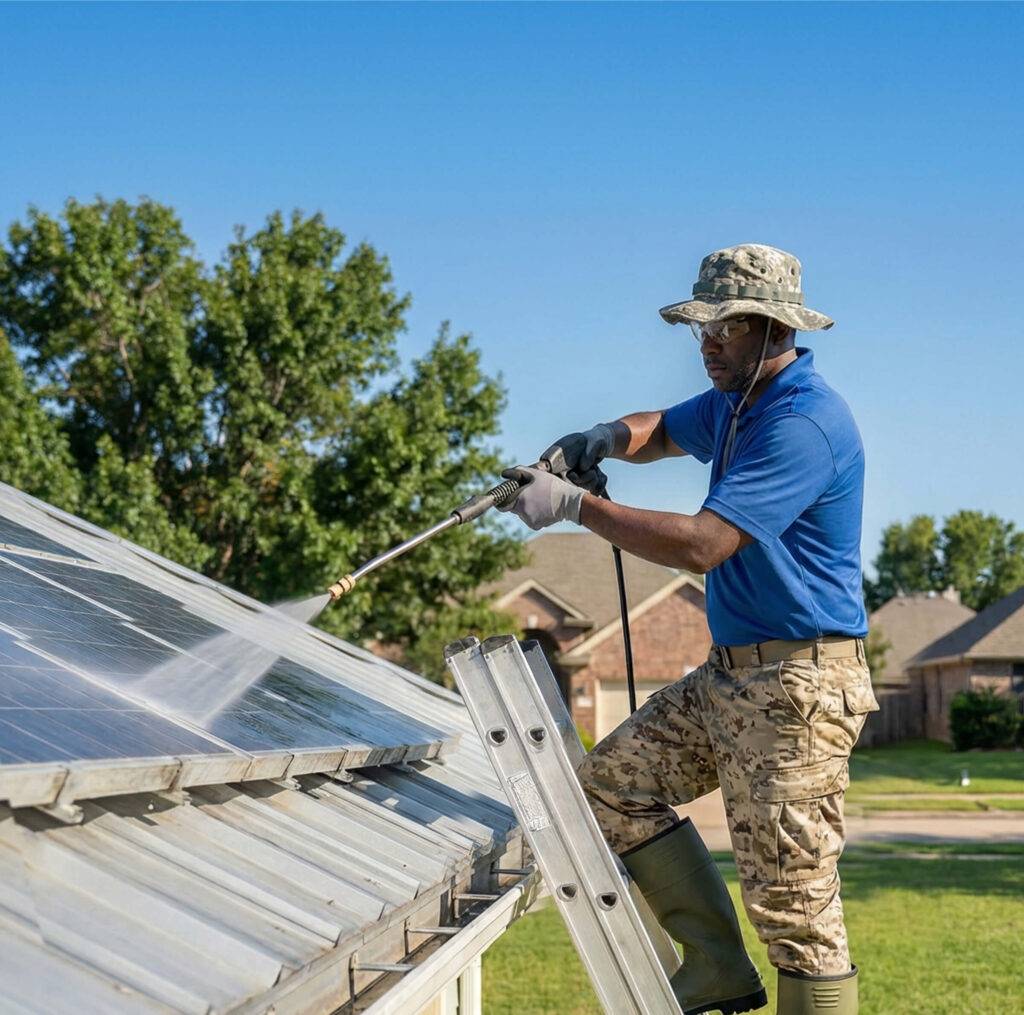 PROP WASH cleaning solar paneling