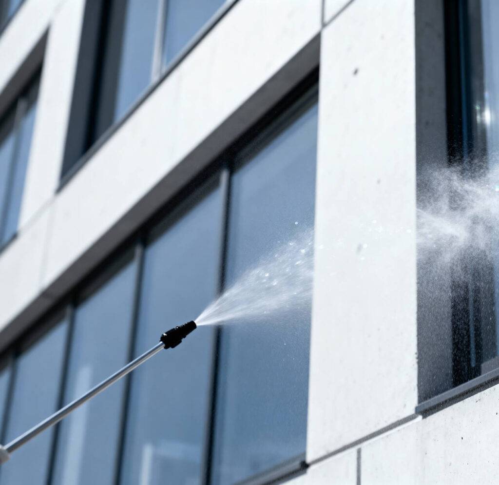 washing building windows